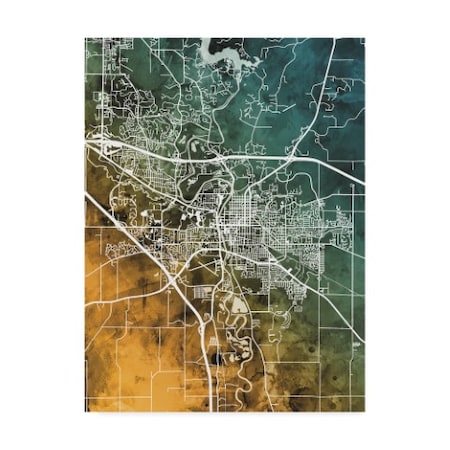 Michael Tompsett 'Iowa City Map Teal Orange' Canvas Art,18x24